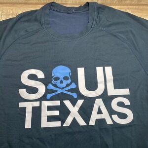 Lululemon Training Shirt Men Small Blue‎ Soul Texas Skull Workout Athletic Top